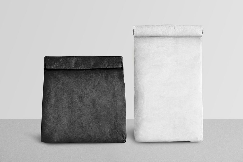Black and white kraft paper bags