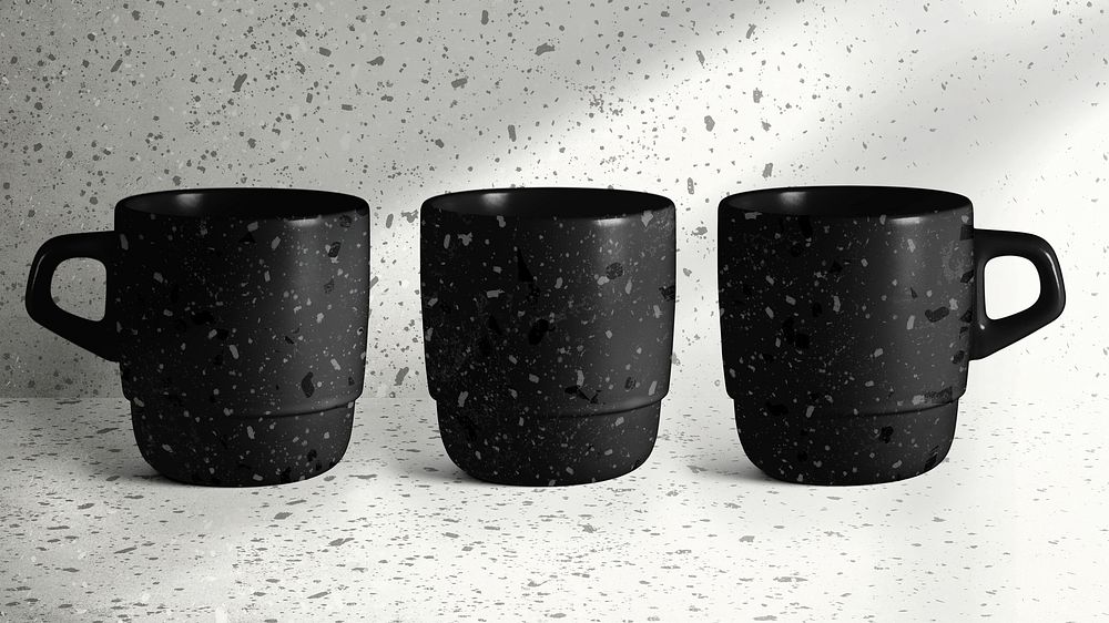 Black Terrazzo pattern coffee mugs