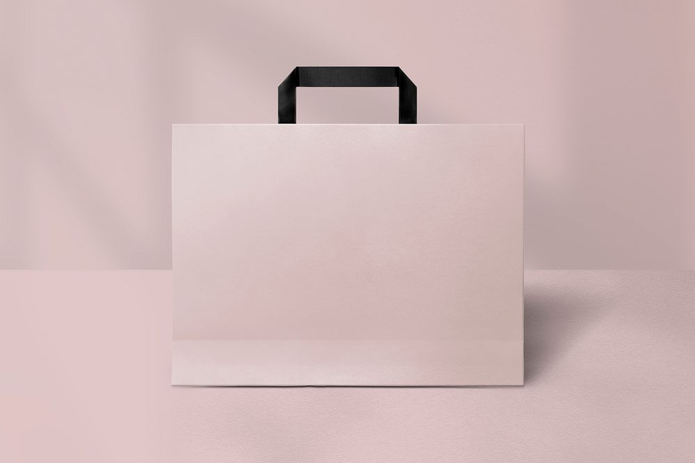 Pink paper shopping bag with design space