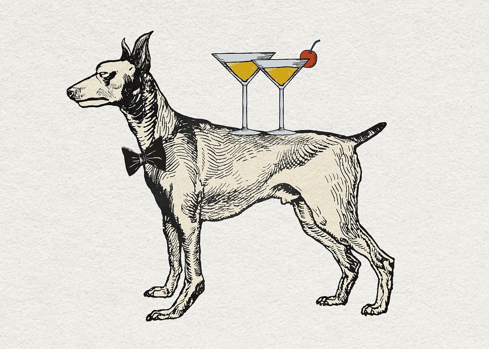 Greyhound dog sticker psd vintage party theme illustration
