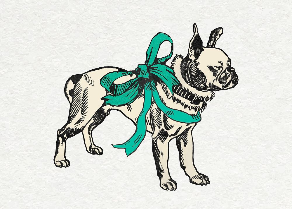 Bulldog dog sticker vector vintage birthday theme illustration, remixed from artworks by Moriz Jung