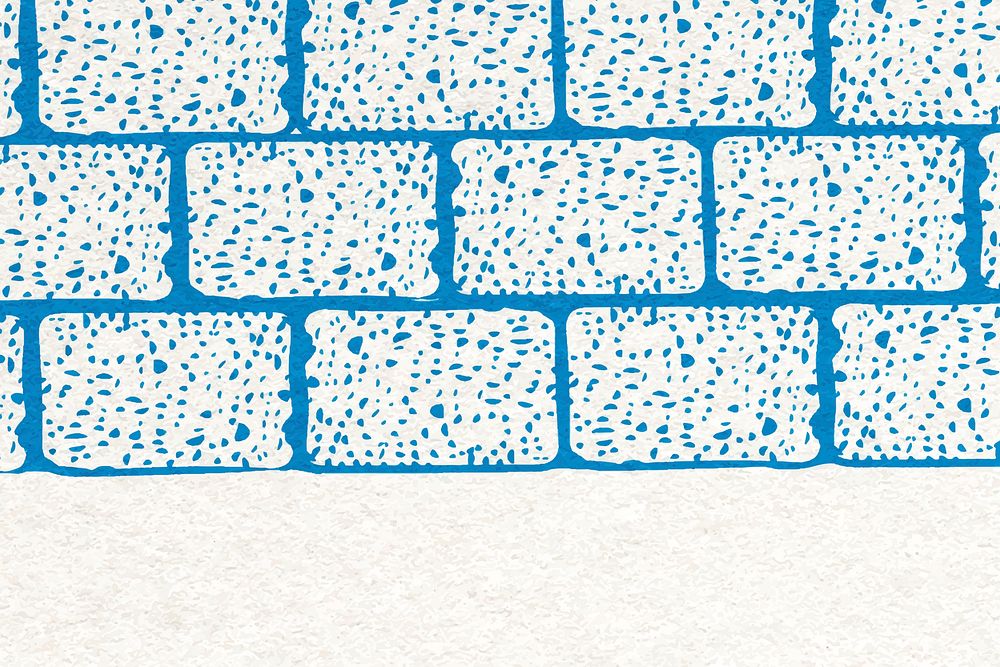 Blue terrazzo background vector with brick wall, remixed from artworks by Moriz Jung