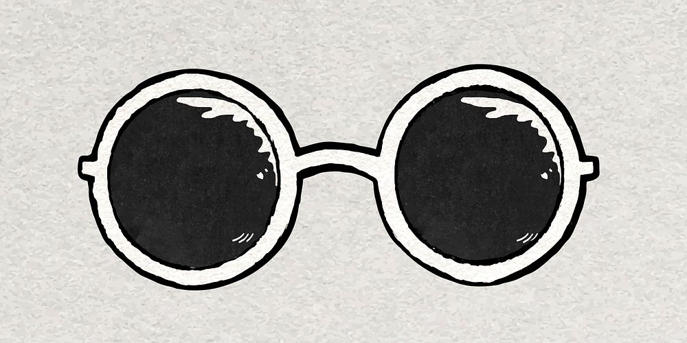 Sunglasses vintage sticker vector in black and white
