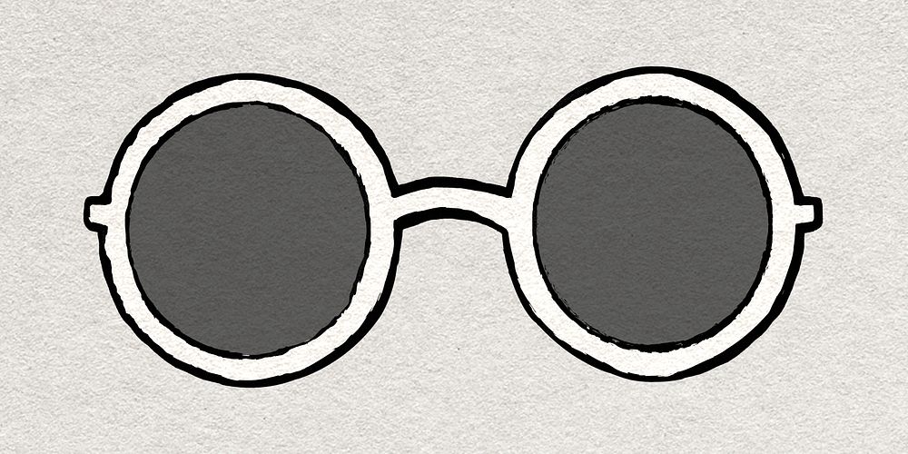 Sunglasses vintage sticker psd in black and white