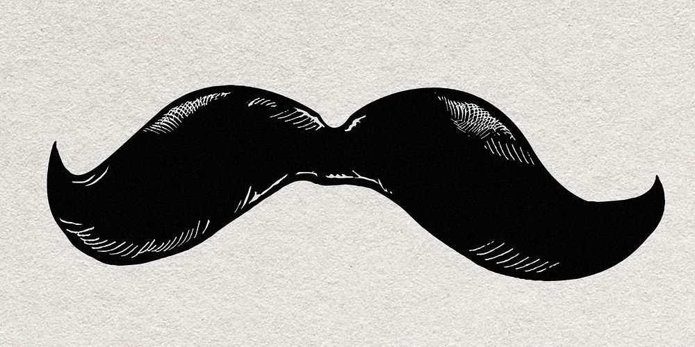 Mustache vintage graphic psd in black and white