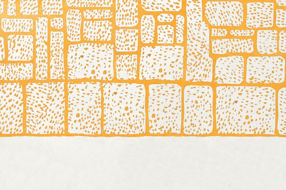 Yellow terrazzo background with brick wall, remixed from artworks by Moriz Jung