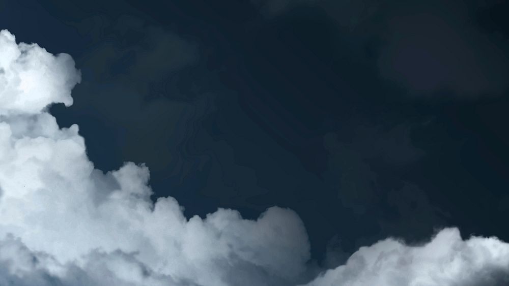 Dark blue sky background vector with clouds