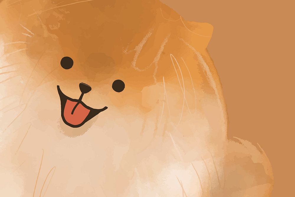 Cute Pomeranian dog background hand drawn illustration