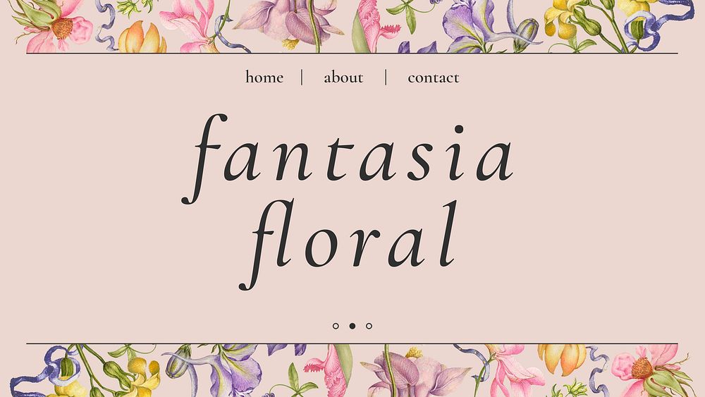 Pink colorful floral banner with fantasia definition aesthetic word