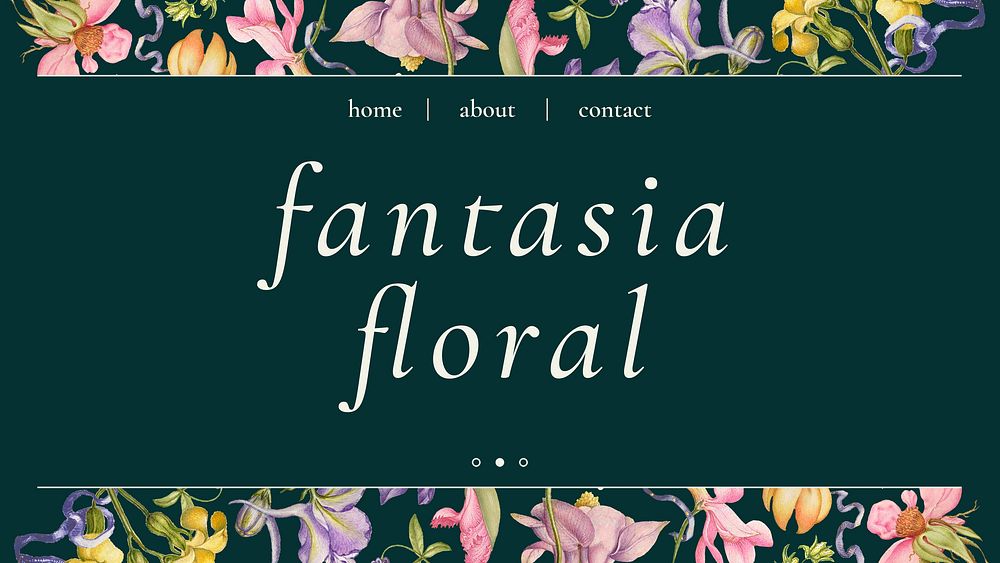 Green colorful floral banner with fantasia definition aesthetic word