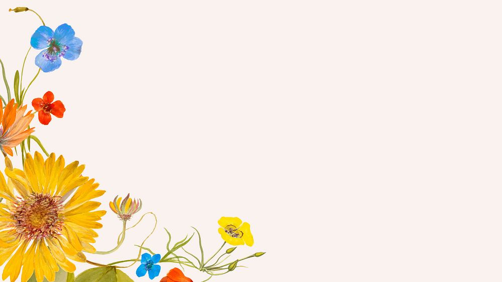 Yellow flower background vector illustration with design space, remixed from public domain artworks