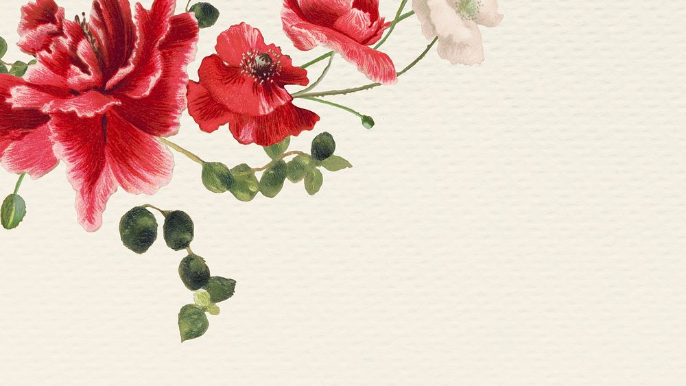 Spring flower background illustration with design space, remixed from public domain artworks