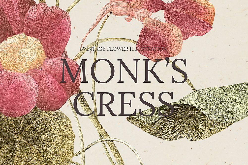 Vintage monk's cress background illustration, remixed from public domain artworks