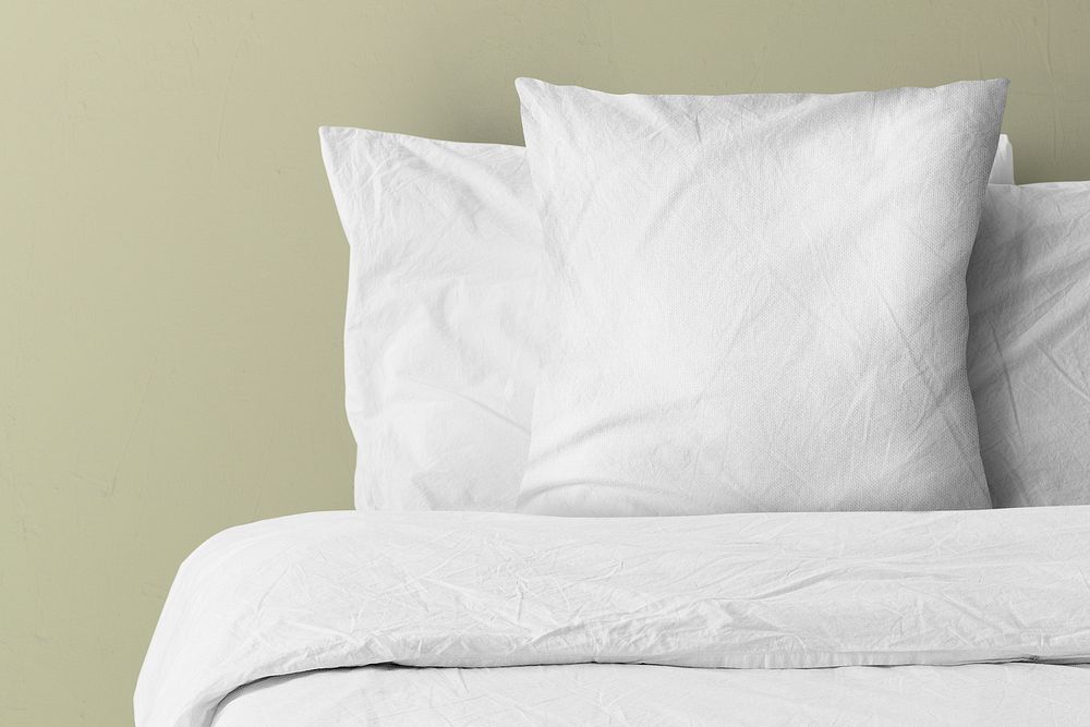 Pillow on bed with blank copy space 