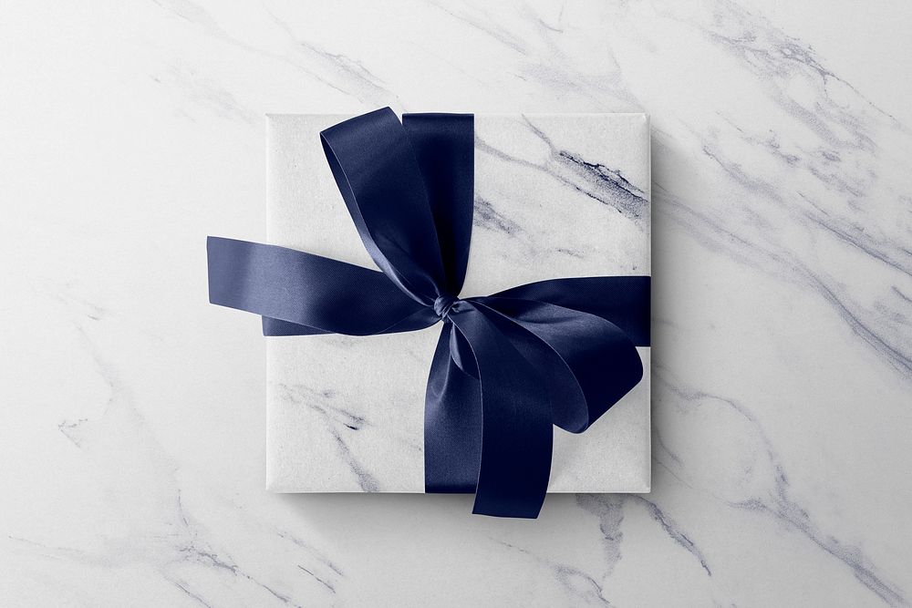 Gift box on a marble table 