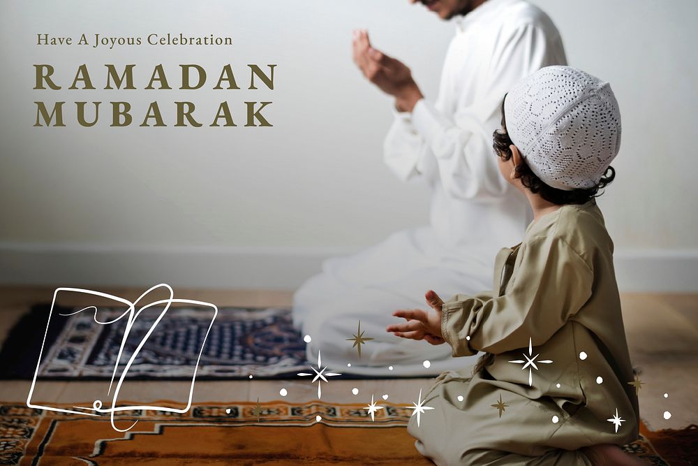Ramadan Mubarak banner template vector with greeting