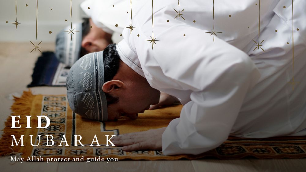 Eid Mubarak banner template vector with Ramadan greeting
