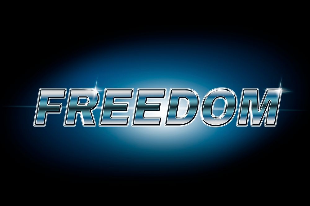 Freedom typography in lens flare font