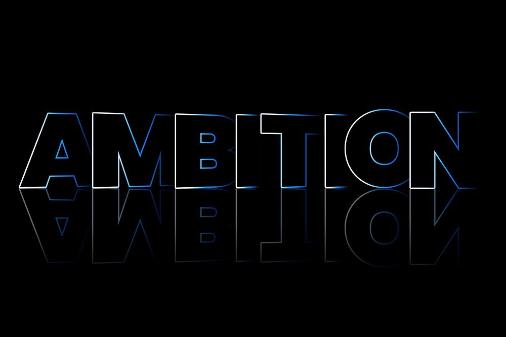 Ambition shadow style typography on black background