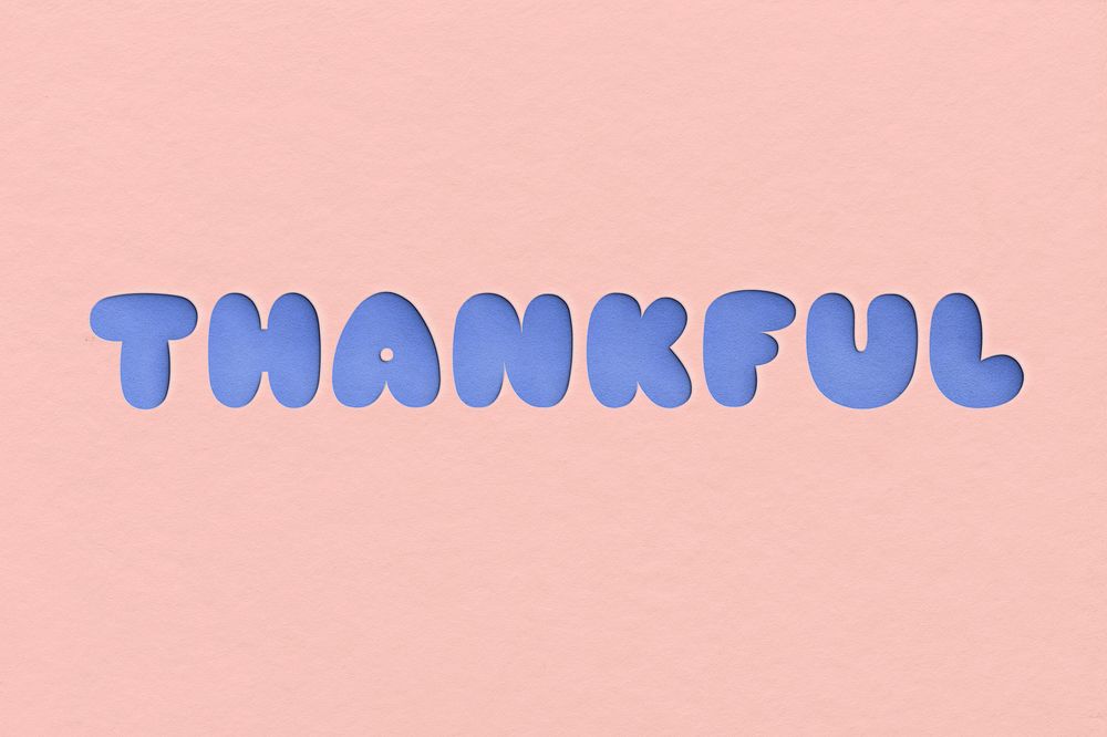 Thankful typography in paper cut out font