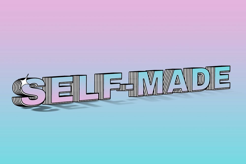 Self-made layered style typography on colorful background