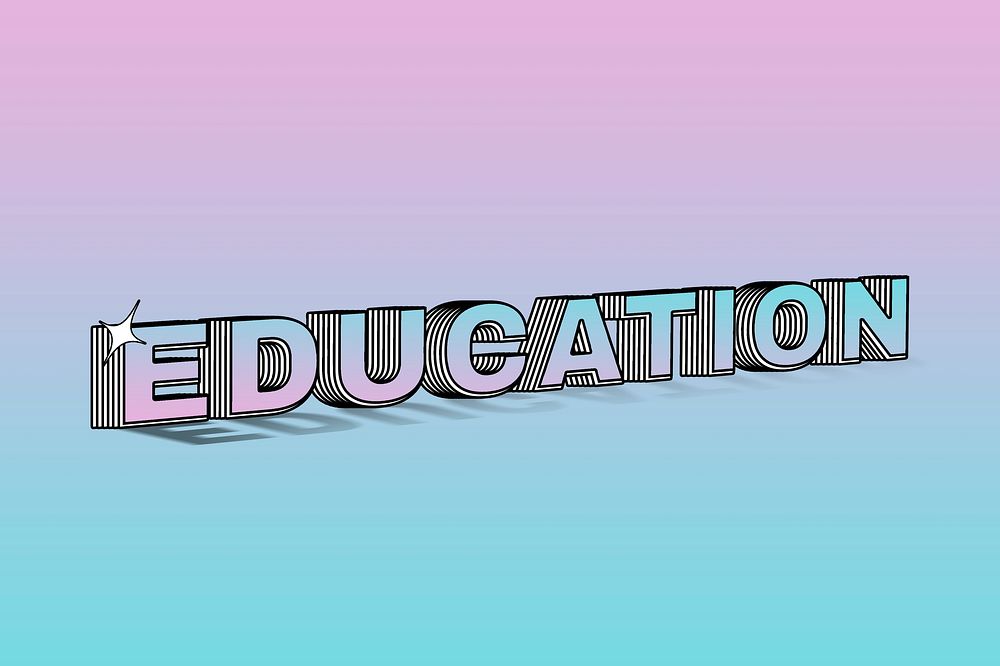 Education layered style typography on colorful background