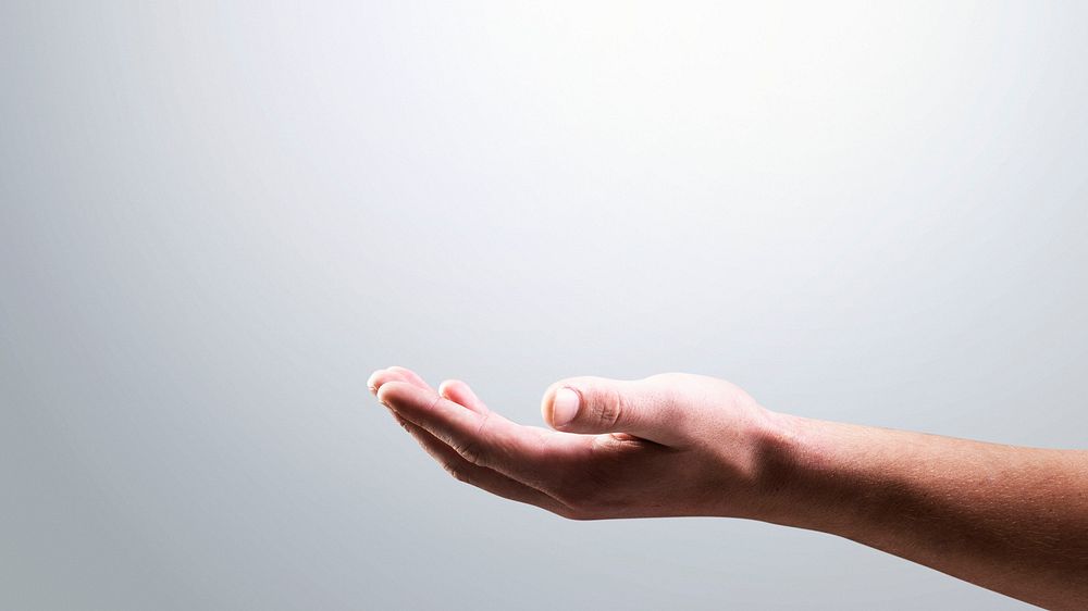 Isolated hand background showing invisible object gesture