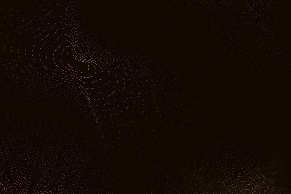 Black technology background vector with brown futuristic waves