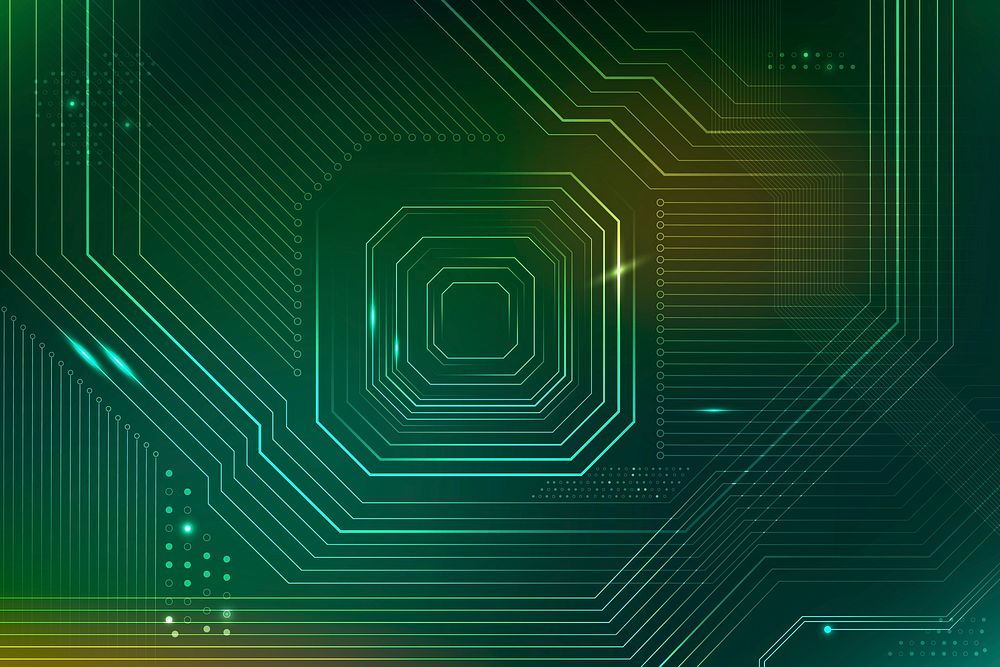 Green futuristic microchip background data digital transformation