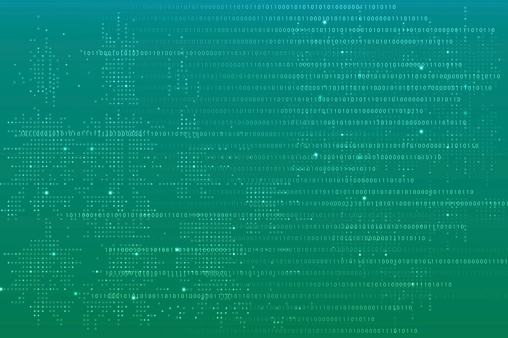 Green data technology background vector with binary code