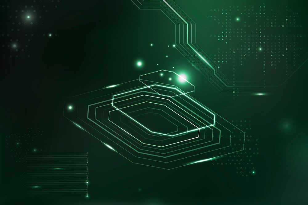 Green futuristic microchip background information digital transformation