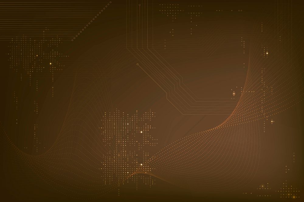 Brown futuristic waves background vector with computer code technology