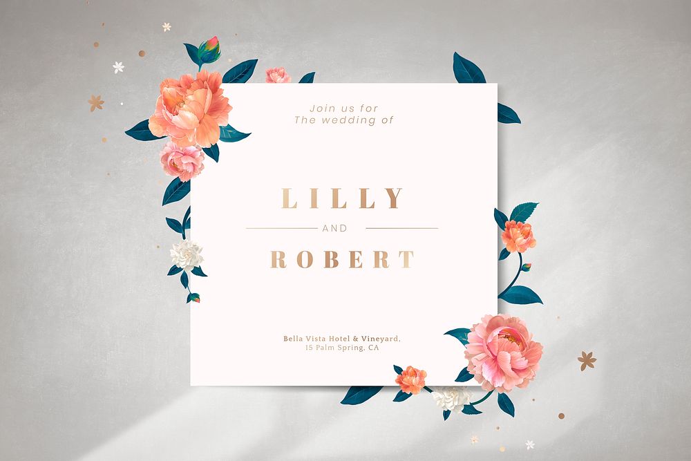 Wedding invitation floral card template illustration