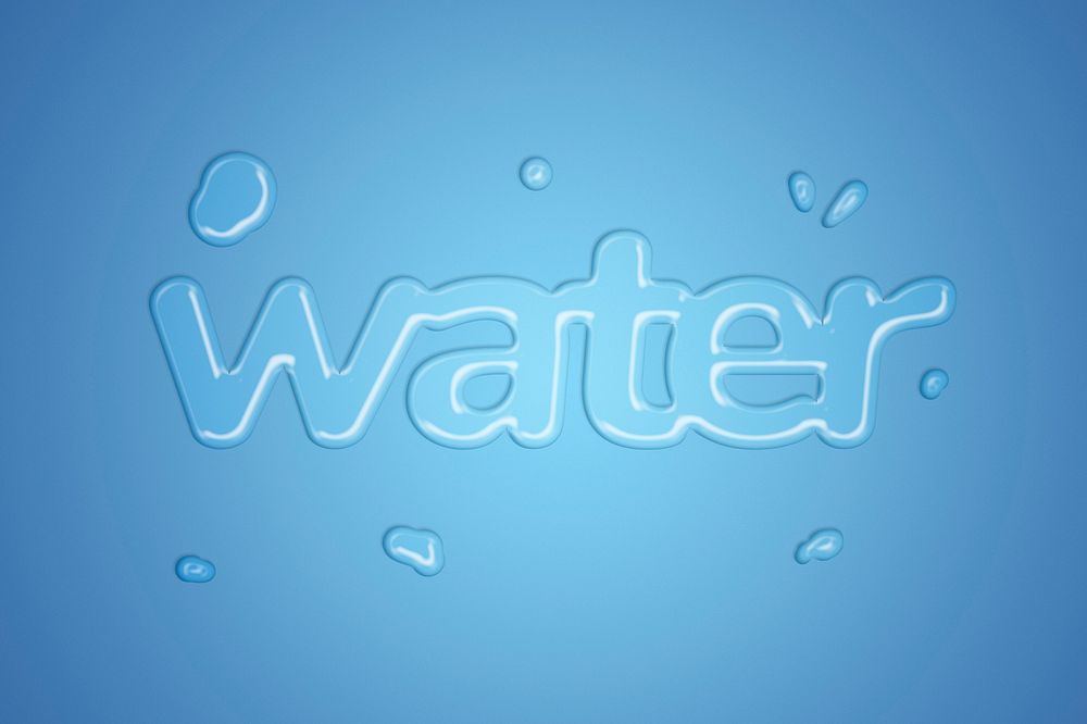 Water typography in water splash font