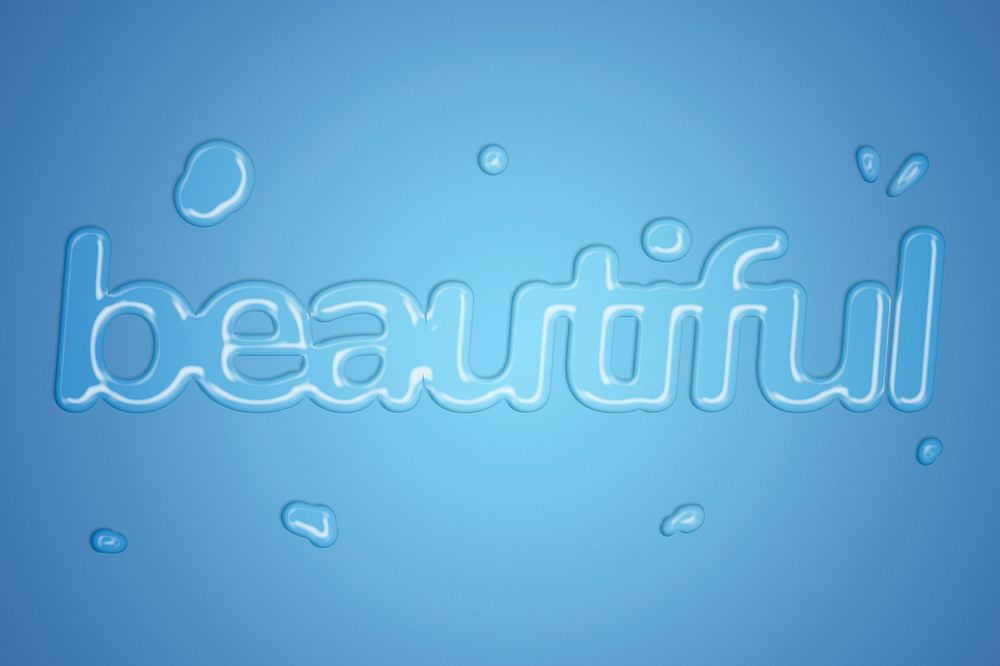 Beautiful text in water splash font