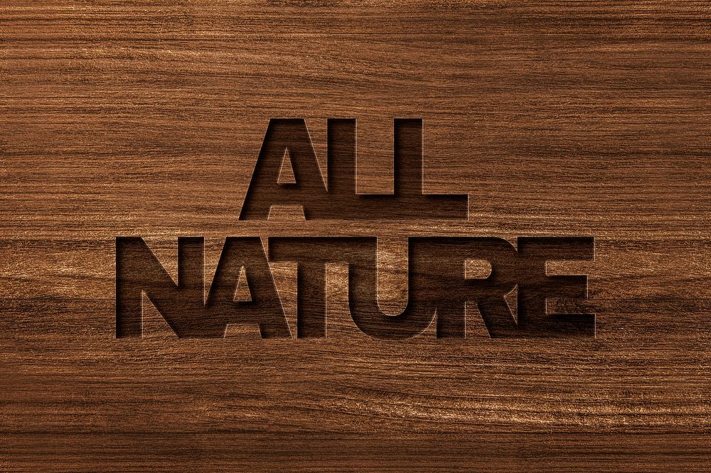 All nature typography in engraved wood font