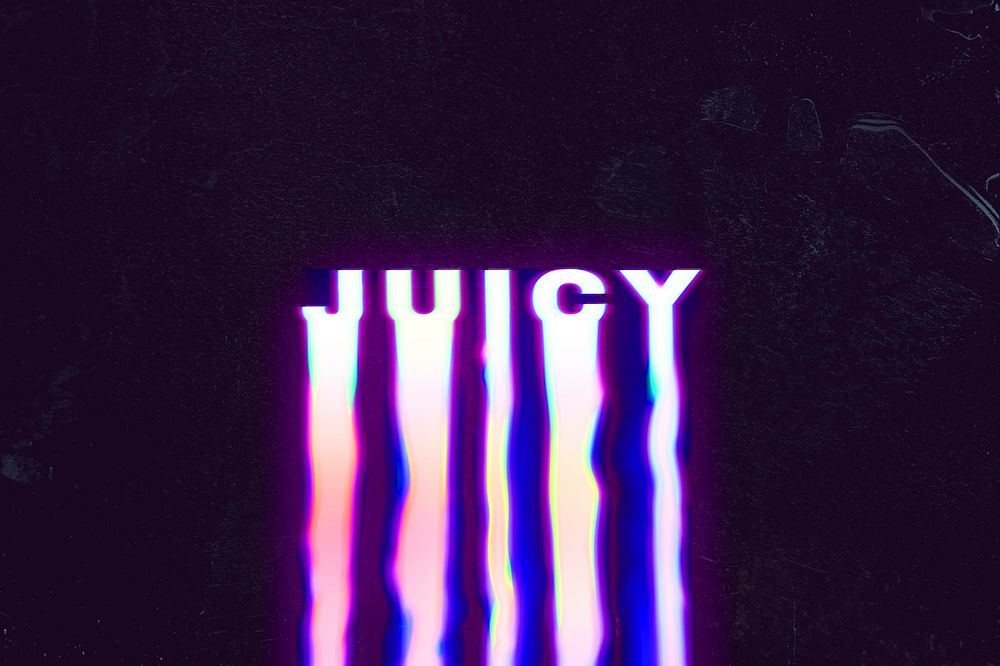 Juicy holographic liquid typography on black background