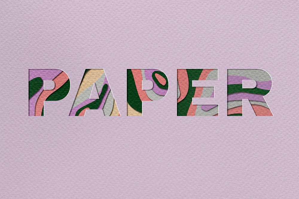 Paper cut typography on purple background