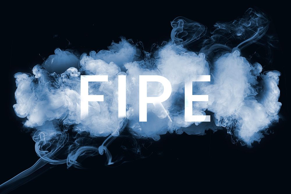 Fire typography in smoke font