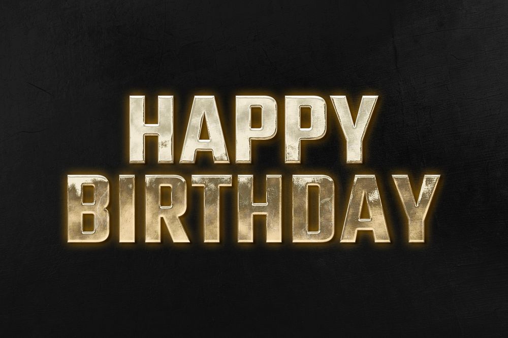 Happy Birthday 3d golden typography on black background