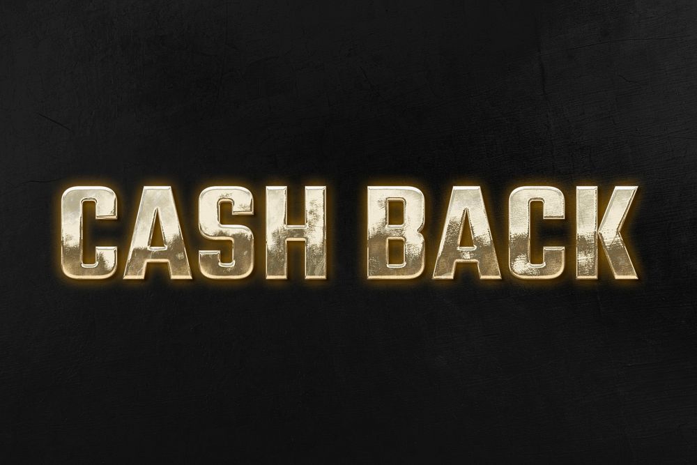 Cash Back text in 3d golden font