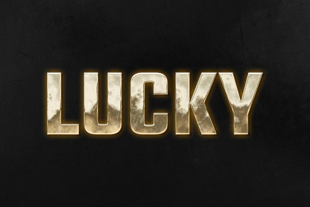 Lucky 3d golden typography on black background