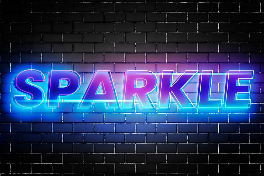 Sparkle 3d glow typography on brick wall background