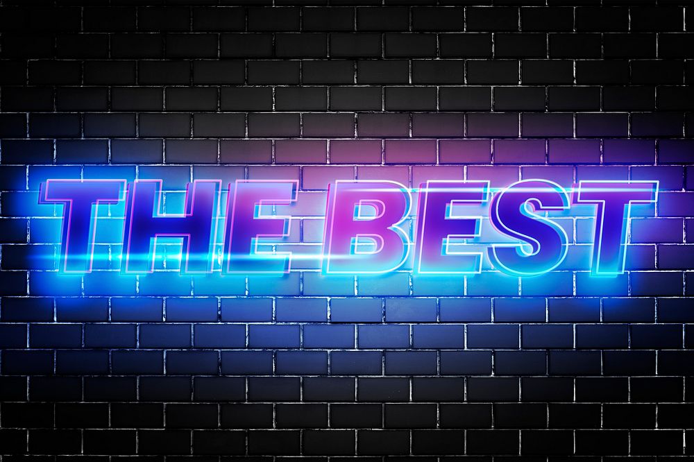 The best 3d glow typography on brick wall background