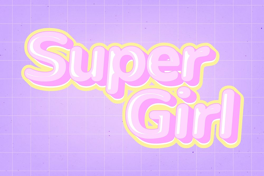 Super girl text in cute comic font