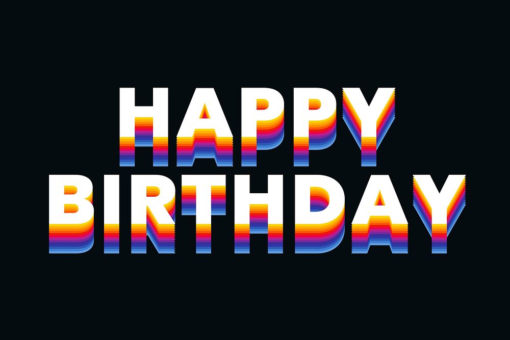 Happy birthday text in colorful retro font