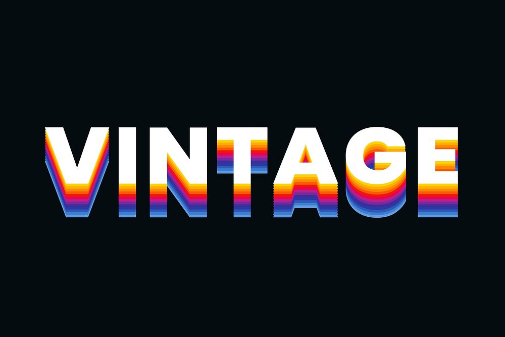 Vintage text in colorful retro font