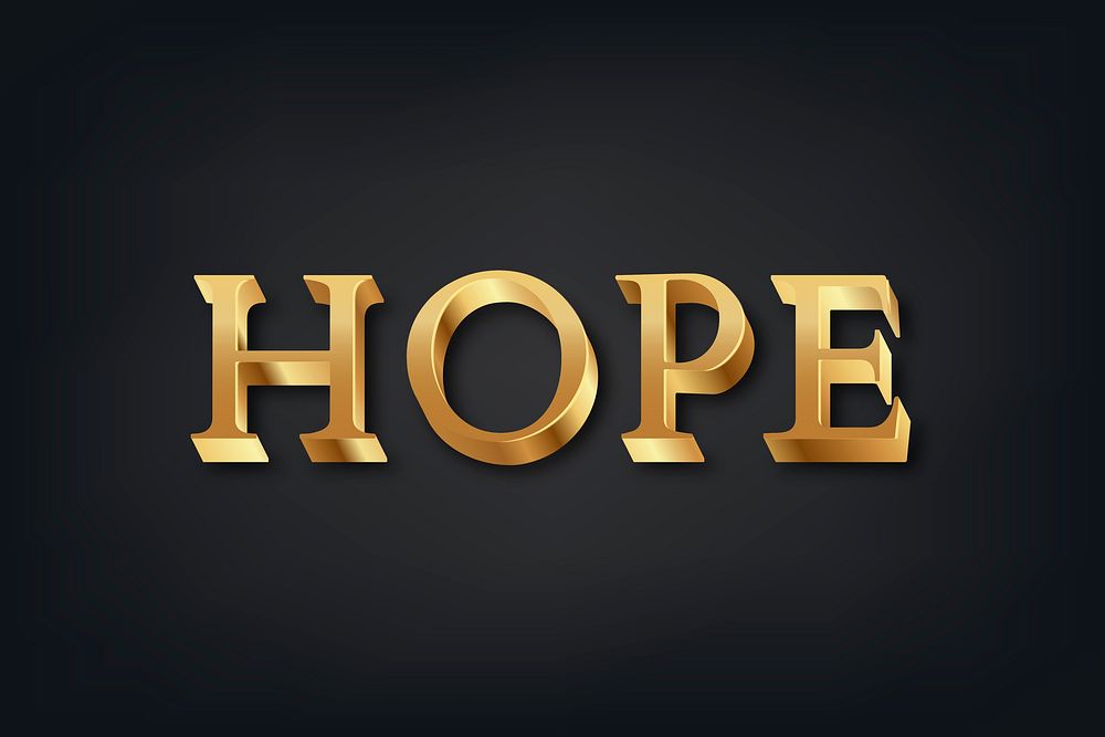 Hope text in 3d golden font