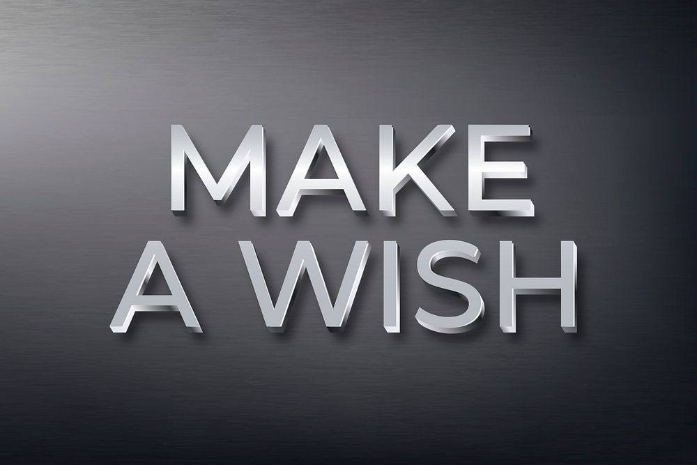 Make a wish text in metallic font