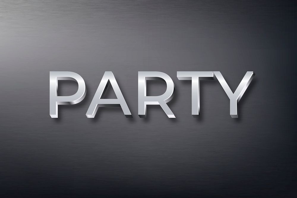 Party text in metallic font
